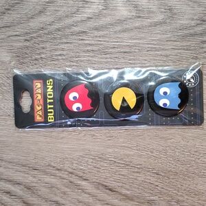 🆕3 Pac-Man Classic Pin Buttons NIP